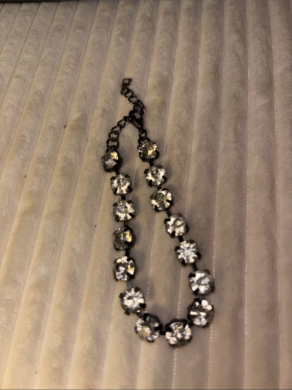 Crystal Statement bracelet - Clear Crystal on Gunmetal